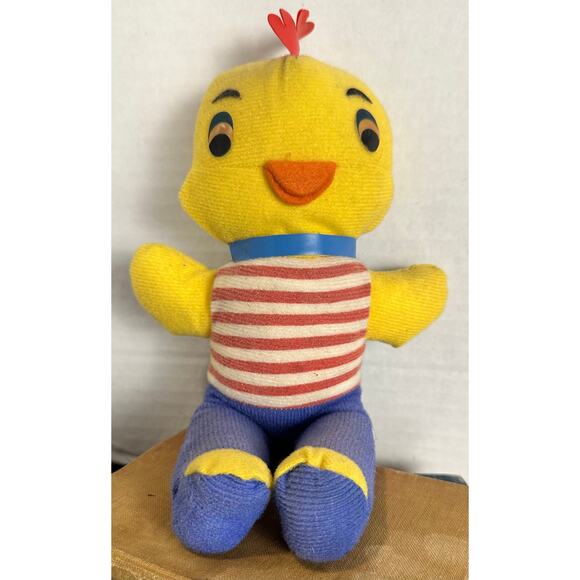 Vintage 11" Chicken Plush Fiesta Concessions Rooster Striped Shirt Blue Pants - Picture 2 of 5